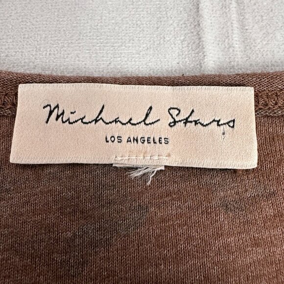 Michael Stars Brown & Black Camo Print Long Sleeve Sparkle Knit Top Size Small - Picture 3 of 3